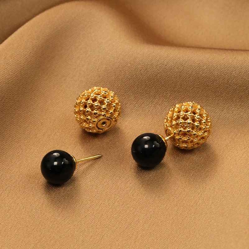 obsidian earrings gold