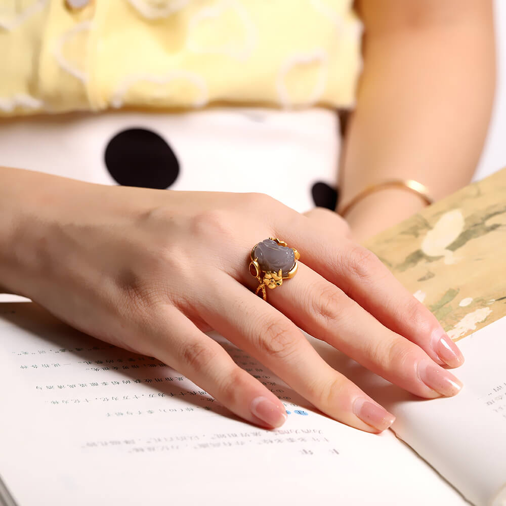 Feng Shui Money Frog Ring in 925 Sterling Silver