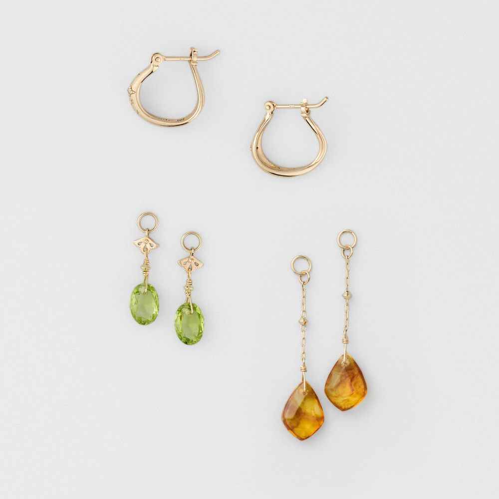 Amber and Peridot Drop Earrings