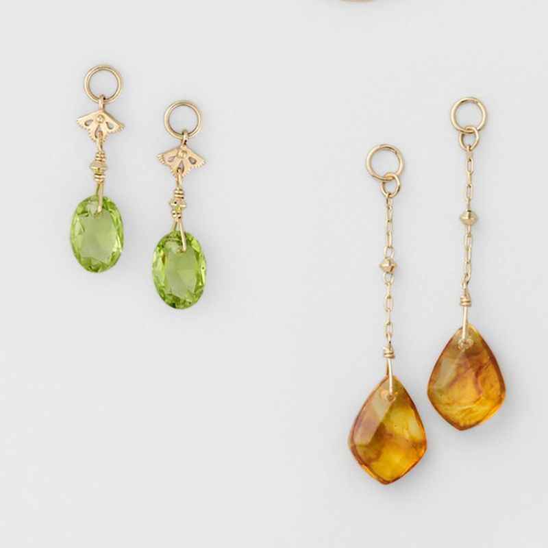 Amber and Peridot Drop Earrings