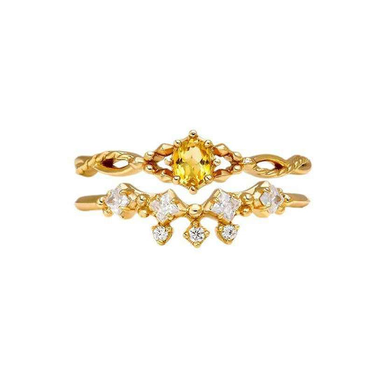 citrine bridal wedding ring sets