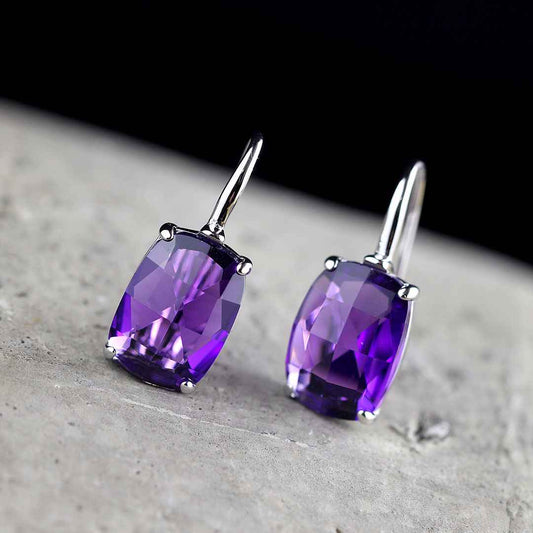 amethyst silver earrings