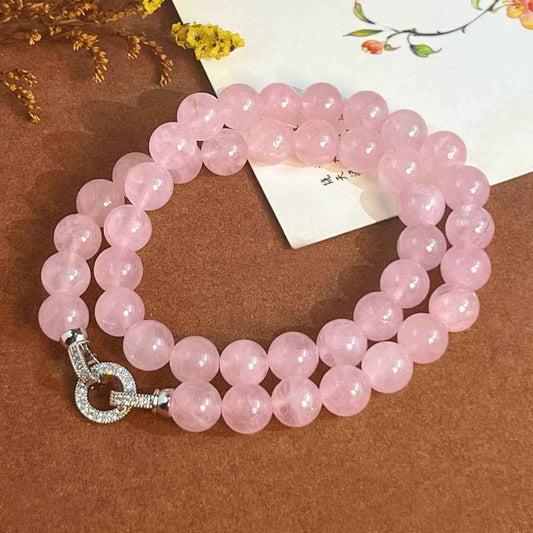 rose quartz bead necklace