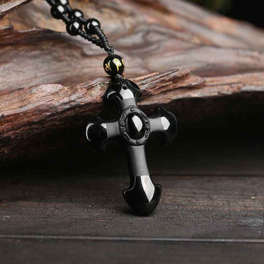 obsidian cross necklace