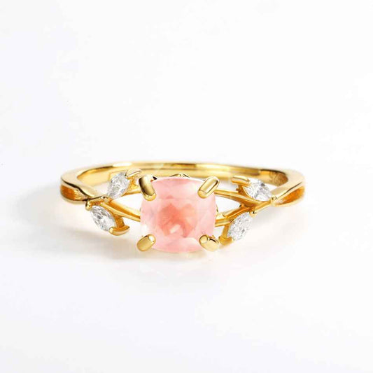 rose quartz gold ring