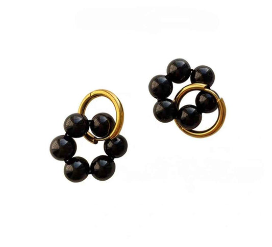 obsidian hoop earrings