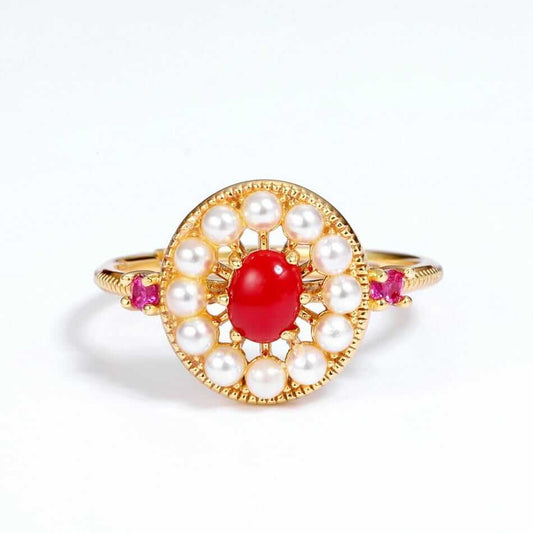 sterling silver red coral ring