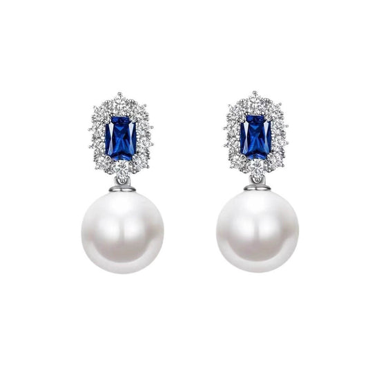 sapphire pearl earrings