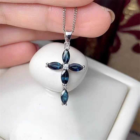 sapphire cross necklace