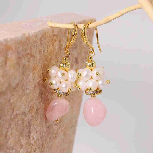 rose quartz drop earrings