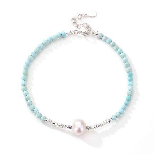 pearl and turquoise silver bracelet