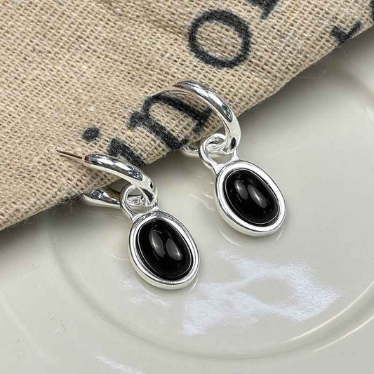 obsidian hoop earrings