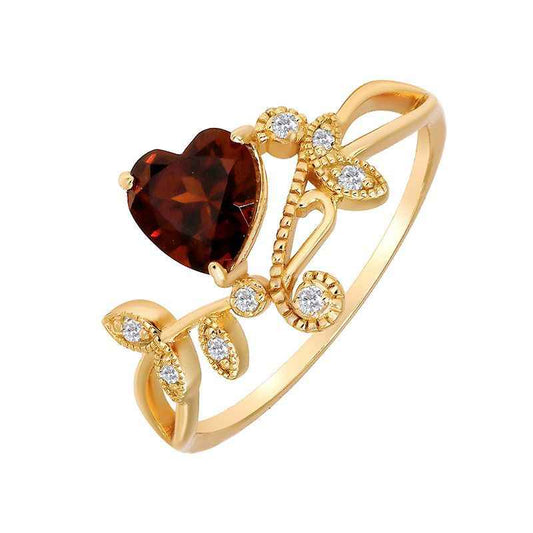 garnet heart ring