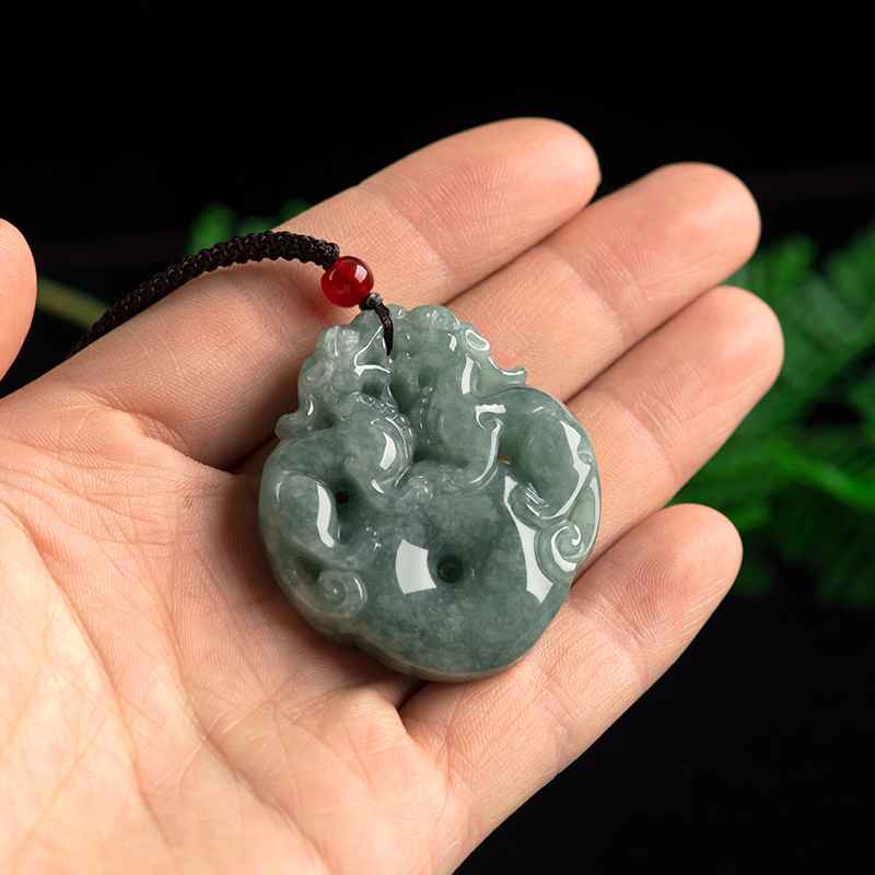 Feng Shui Pixiu Necklace - Double Pixiu Jade Pendant