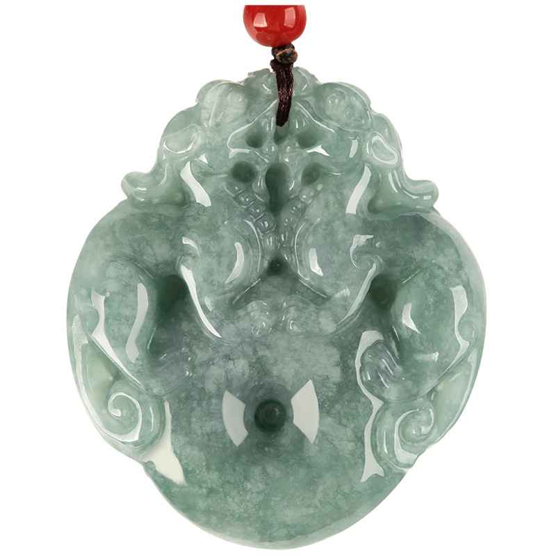 Feng Shui Pixiu Necklace - Double Pixiu Jade Pendant