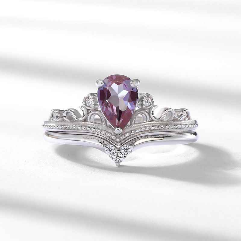 Alexandrite Bridal Wedding Ring Set