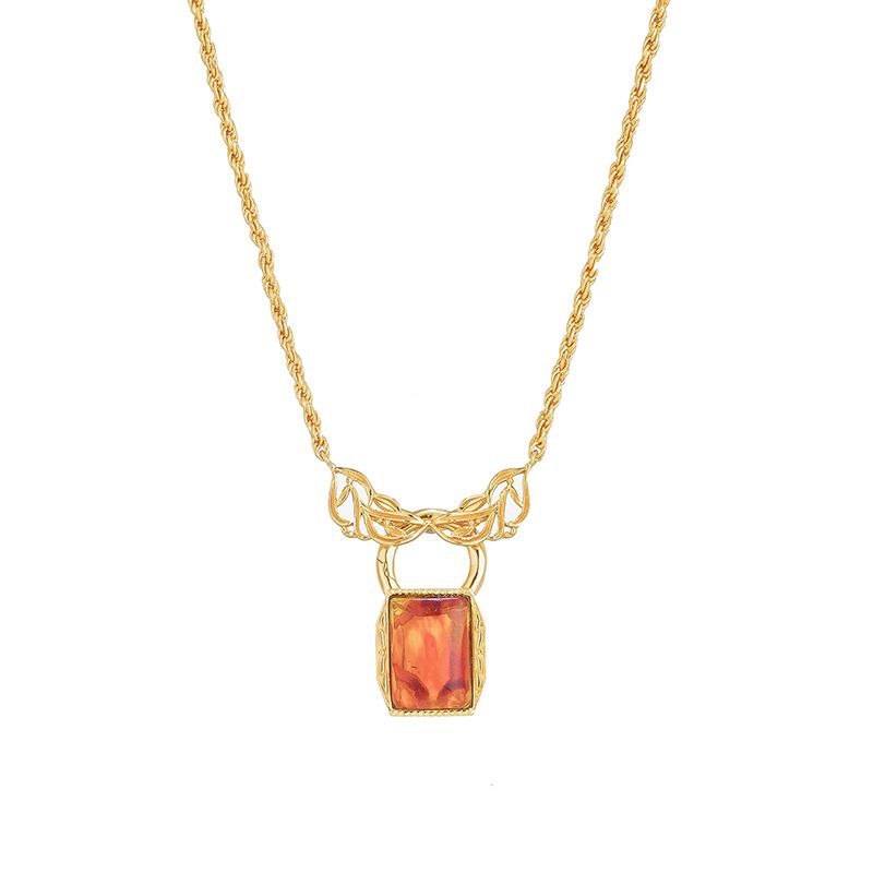 Amber Crystal Necklace - Baguette Necklaces