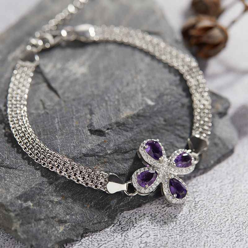 Amethyst Bracelets - Purple Clover Bracelet