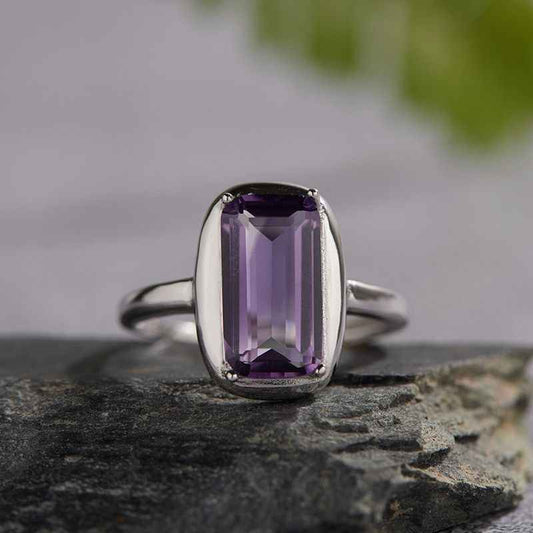 Amethyst Engagement Rings - Rectangular Ring