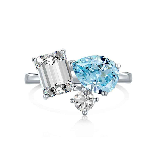 Aquamarine Wedding Ring - Three Stone Ring