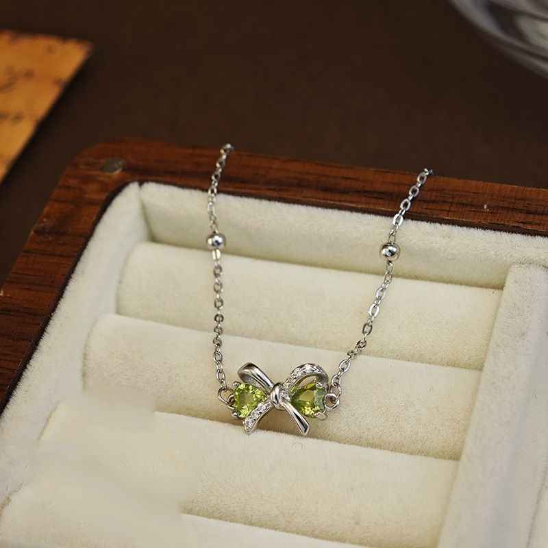 Sterling Silver Peridot Bracelet - Bow Bracelet