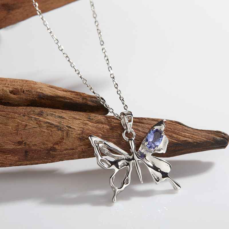 Tanzanite Butterfly Necklace - December Birthstone Jewelry