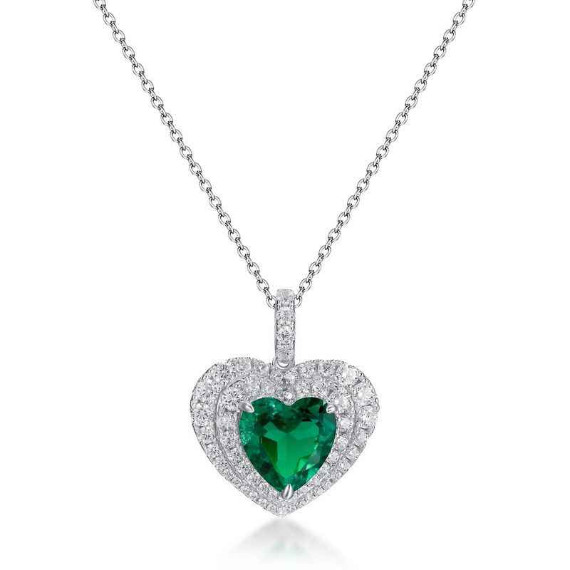 Emerald Heart Necklace - Green Heart Necklace