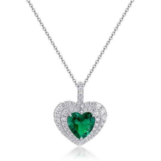 Emerald Heart Necklace - Green Heart Necklace