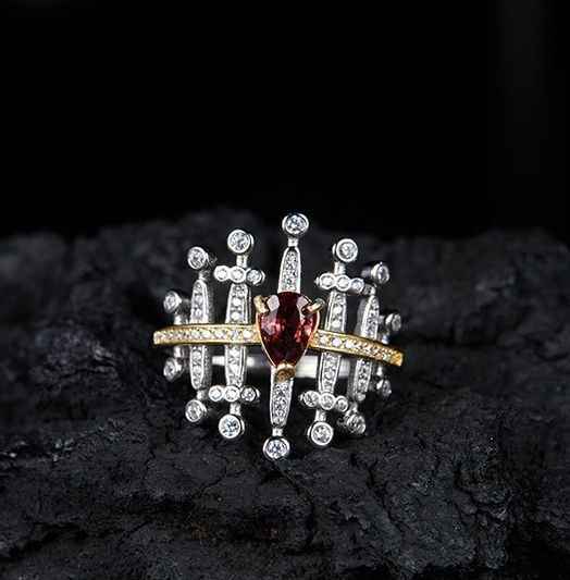 Sterling Silver Garnet Ring - Garnet Cocktail Ring