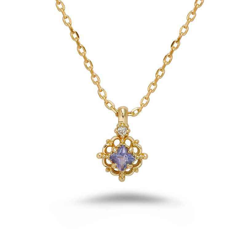 Gold Tanzanite Necklace - Small Pendant Necklace