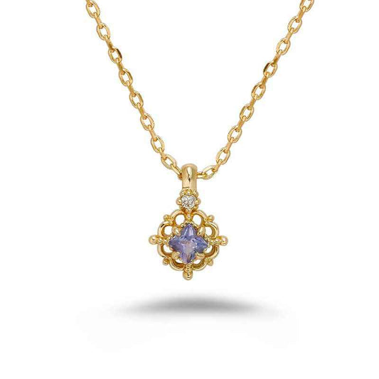 Gold Tanzanite Necklace - Small Pendant Necklace