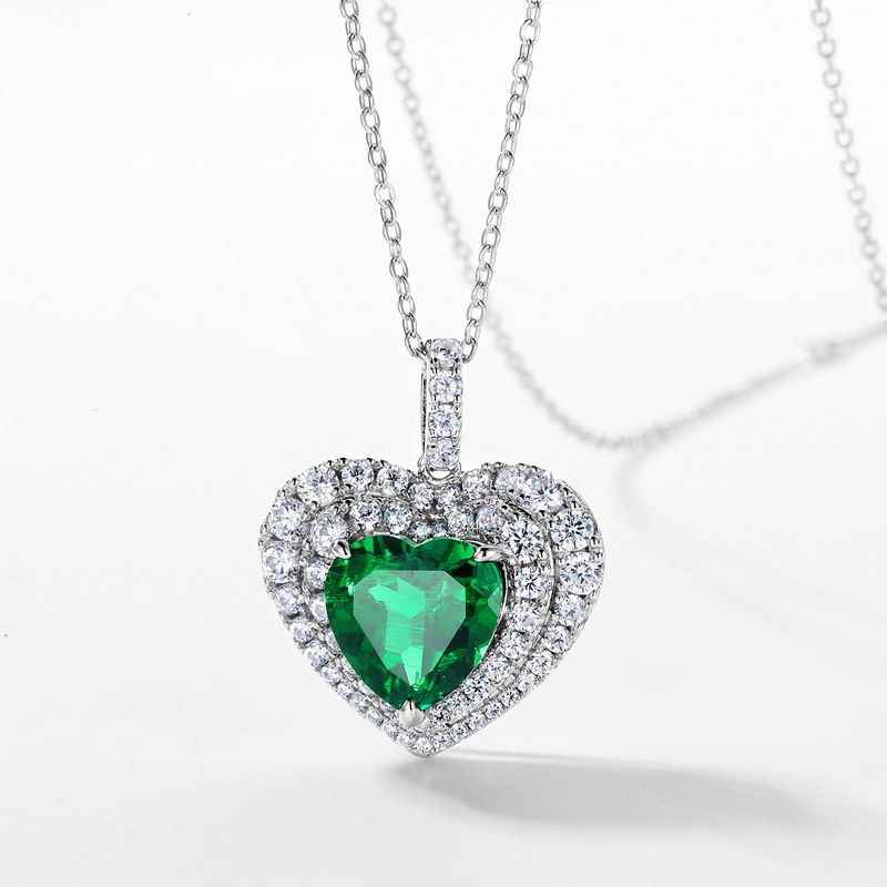 Emerald Heart Necklace - Green Heart Necklace