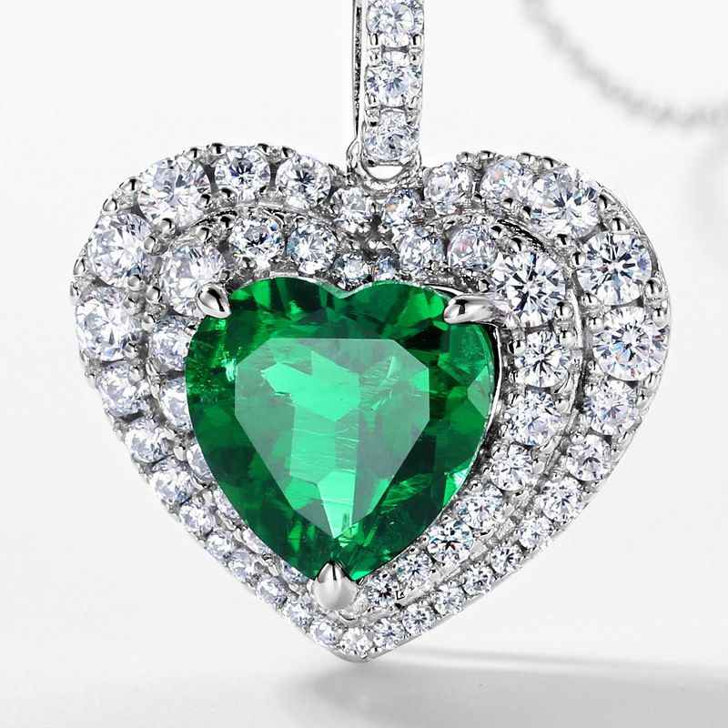 Emerald Heart Necklace - Green Heart Necklace