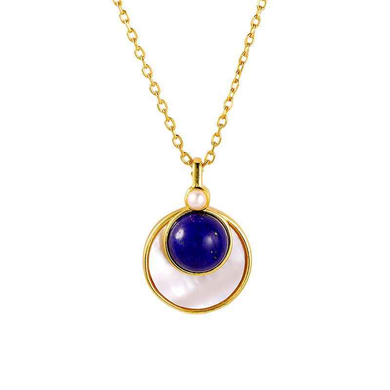 Lapis Lazuli Necklace - Round Pendant Necklace