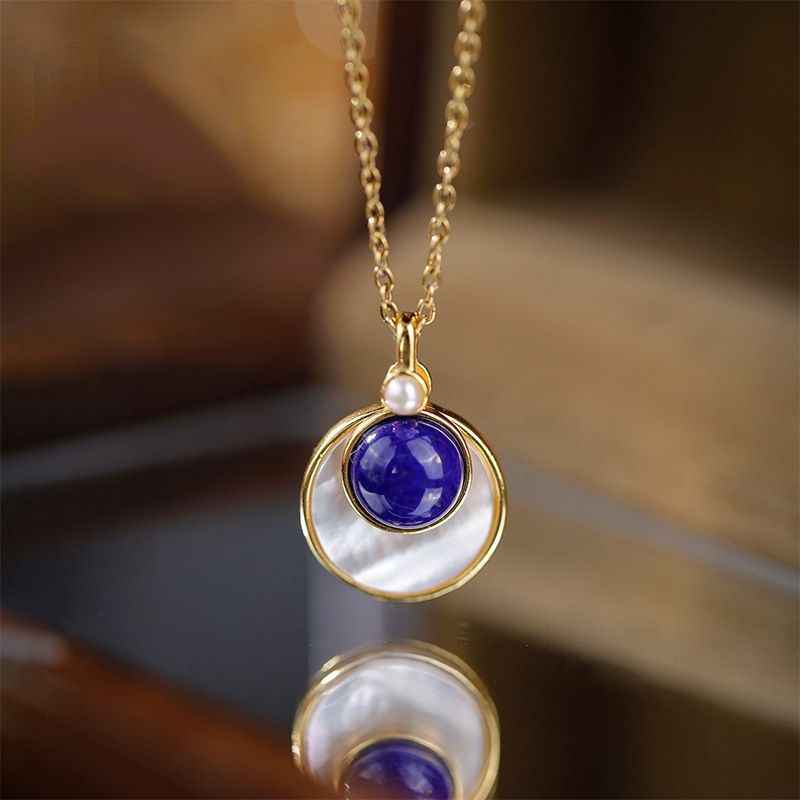 Lapis Lazuli Necklace - Round Pendant Necklace