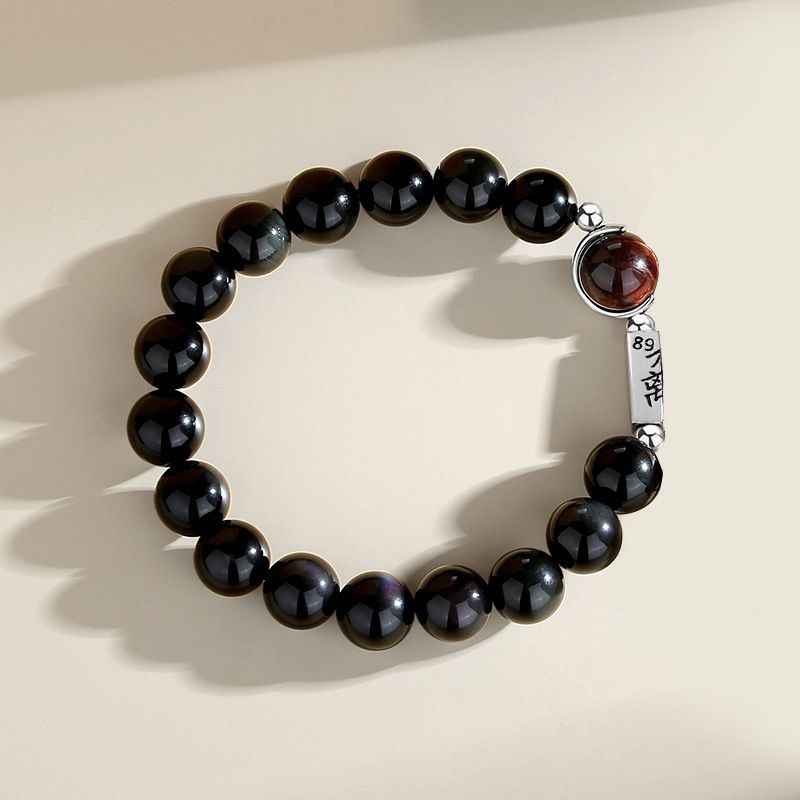 Matching Couple Bracelets - Obsidian and Tiger Eyes Bracelet