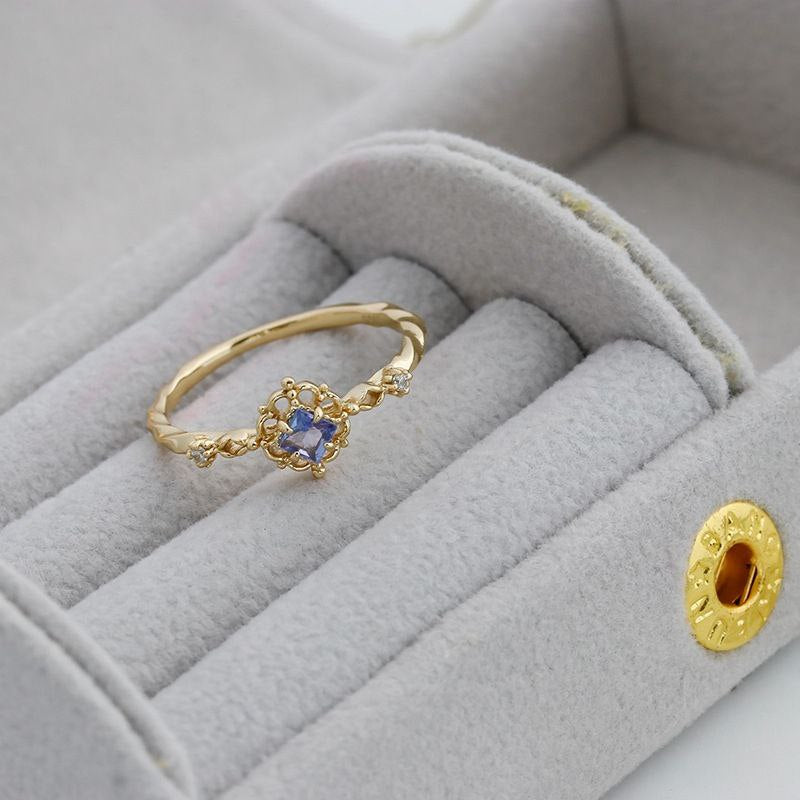 Gold Tanzanite Ring - Purple Rings