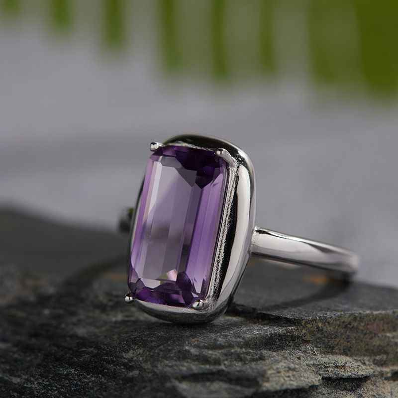 Amethyst Engagement Rings - Rectangular Ring