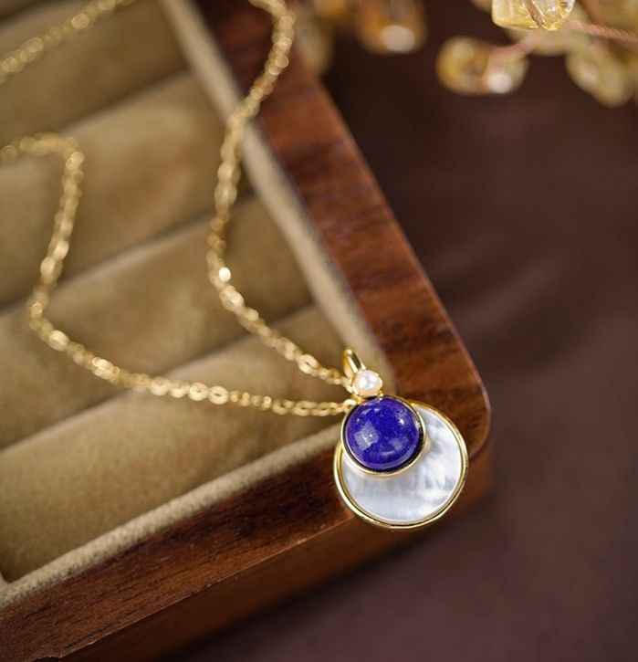 Lapis Lazuli Necklace - Round Pendant Necklace