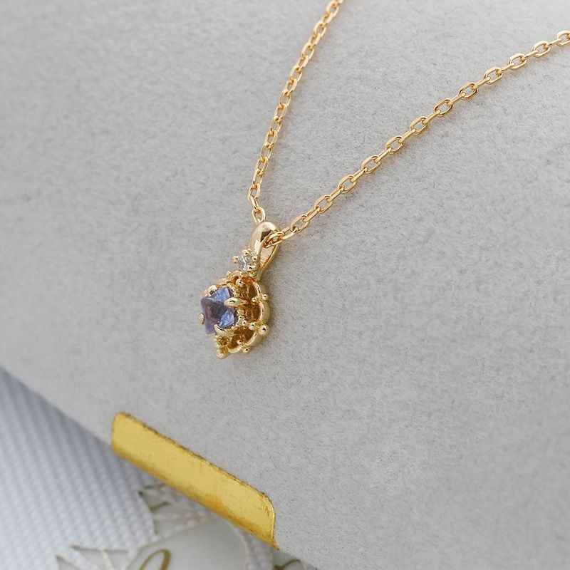 Gold Tanzanite Necklace - Small Pendant Necklace