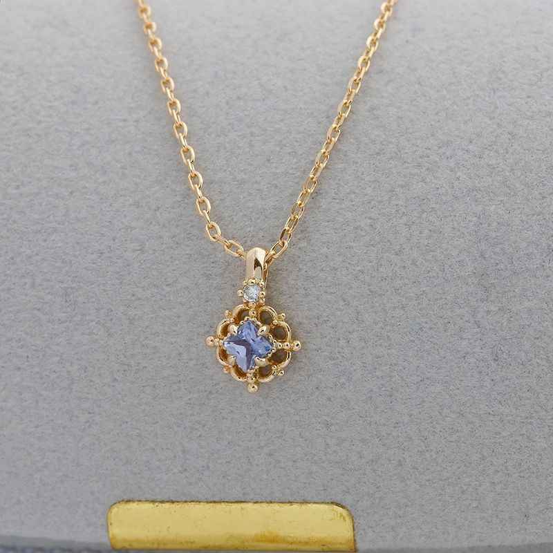 Gold Tanzanite Necklace - Small Pendant Necklace