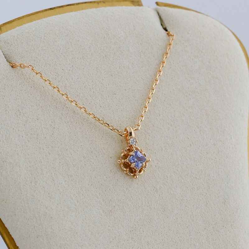 Gold Tanzanite Necklace - Small Pendant Necklace