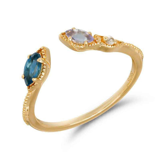 Tanzanite Open Ring - Gold Snake Ring