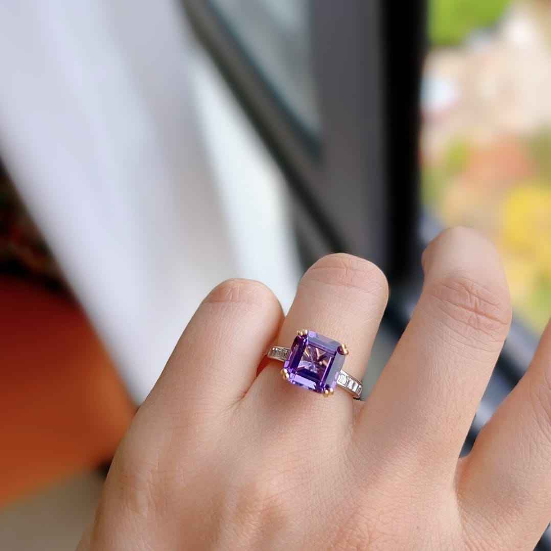 Amethyst Engagement Ring - Square Ring