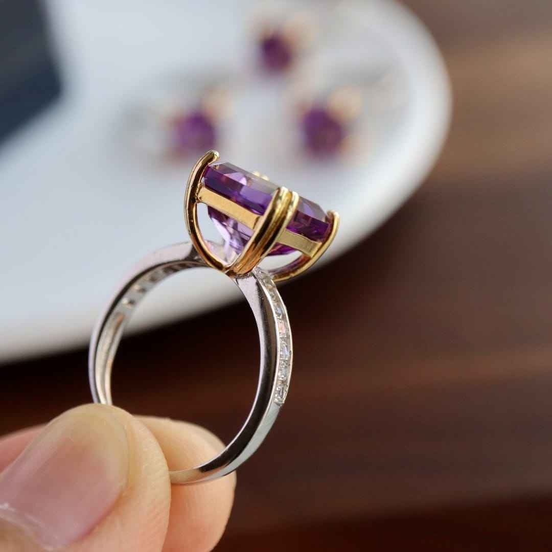 Amethyst Engagement Ring - Square Ring