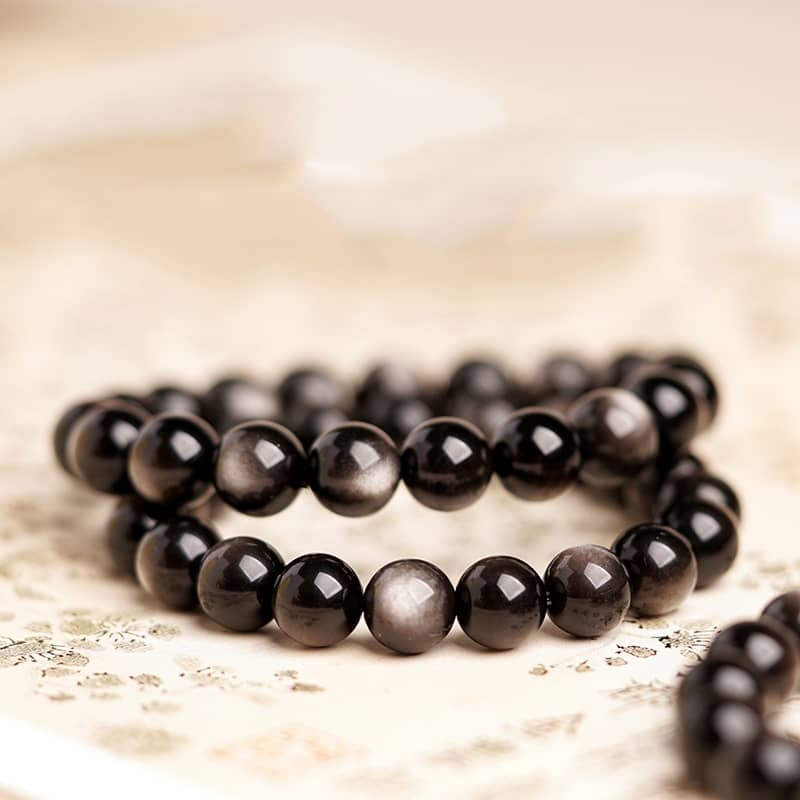 obsidian bead bracelet