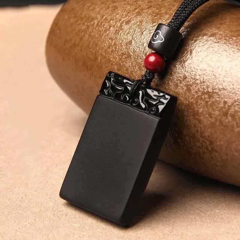  obsidian stone necklace