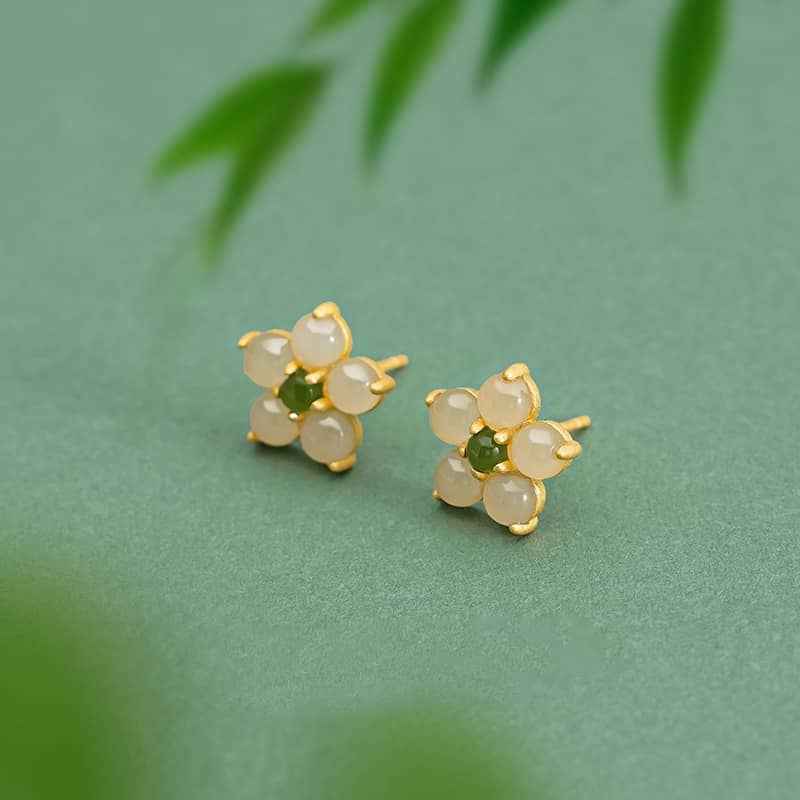 jade gold earrings