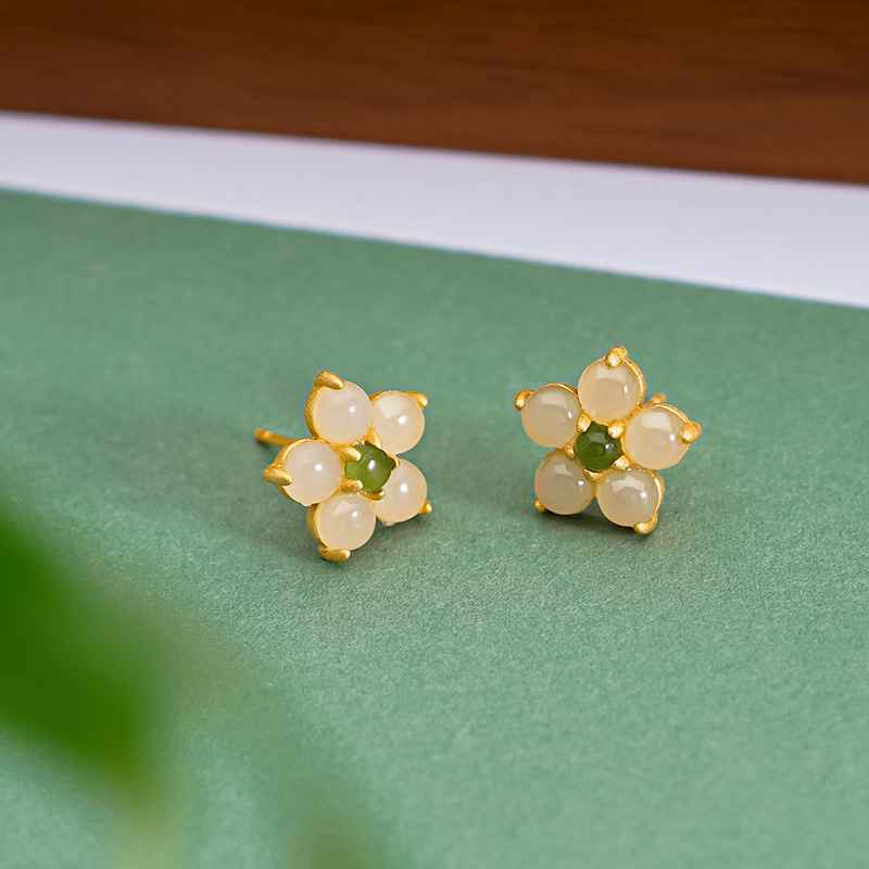 jade gold earrings