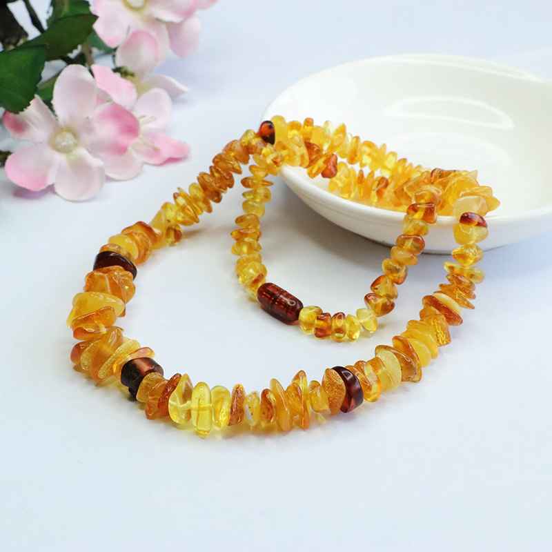 amber bead necklace, yellow necklace